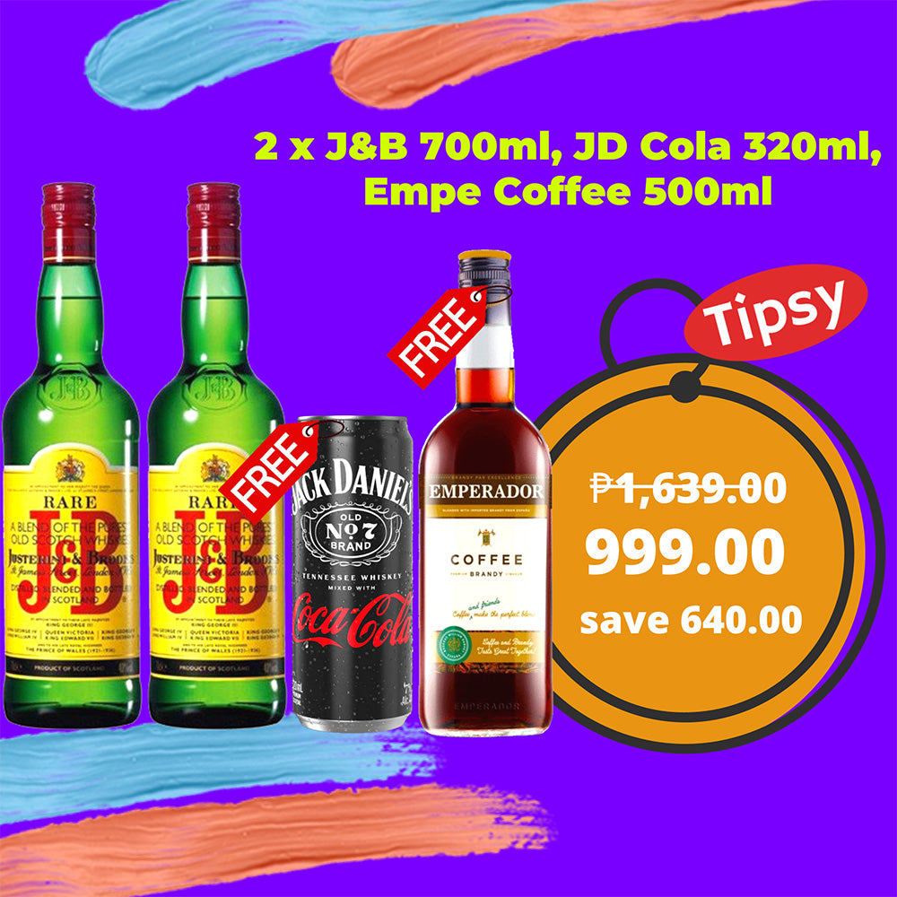 2 x J&B 700ml, JD Cola 320ml, Empe Coffee 500ml