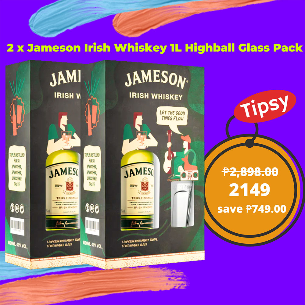 2 x Jameson Irish Whiskey 1L Highball Glass Pack