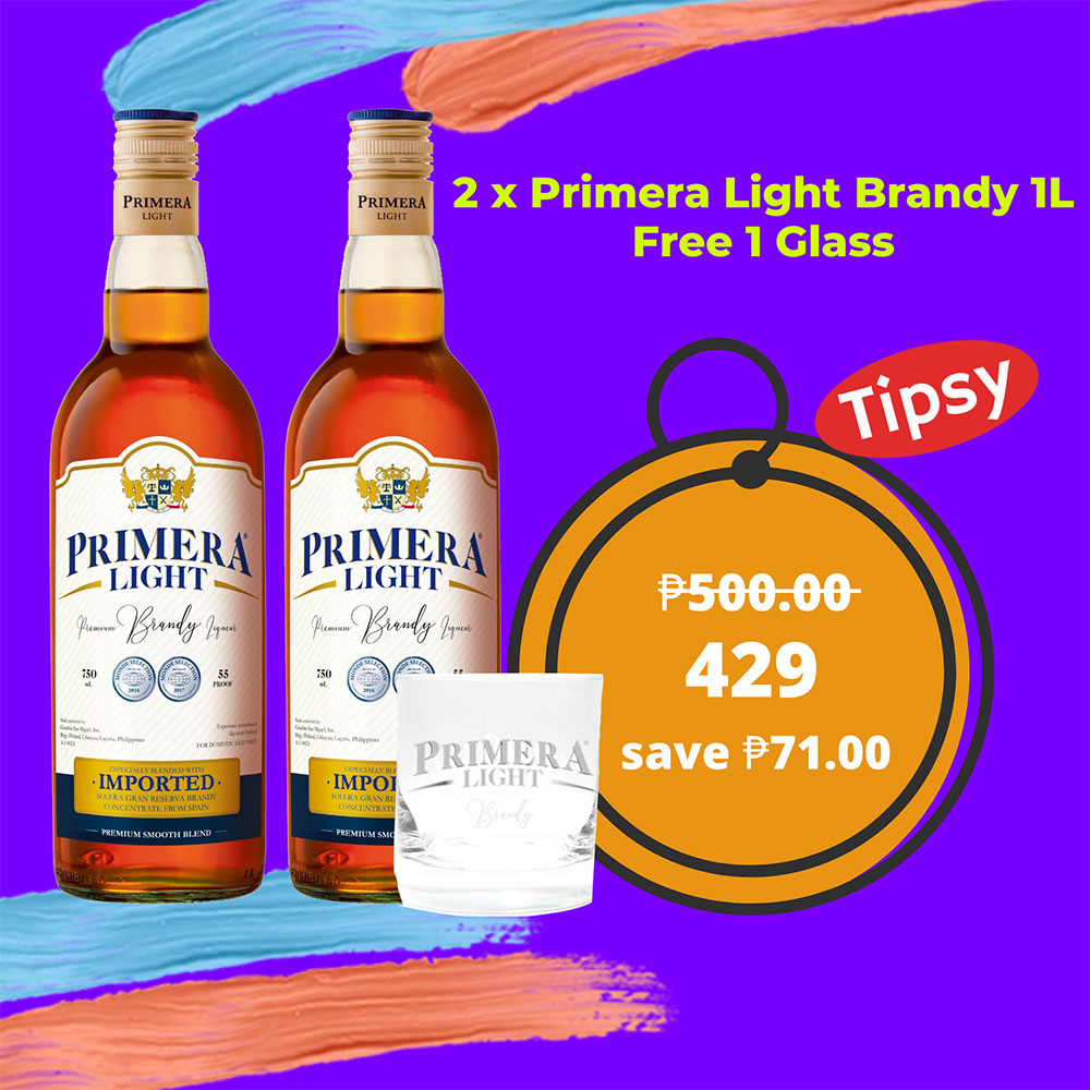 2 x Primera Light Brandy 1L Free 1 Glass