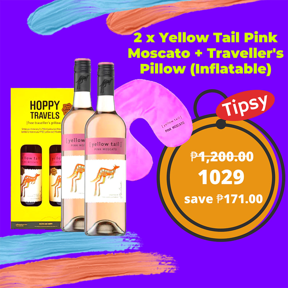 2 x Yellow Tail Pink Moscato 750ml + Traveller's Pillow (Inflatable)