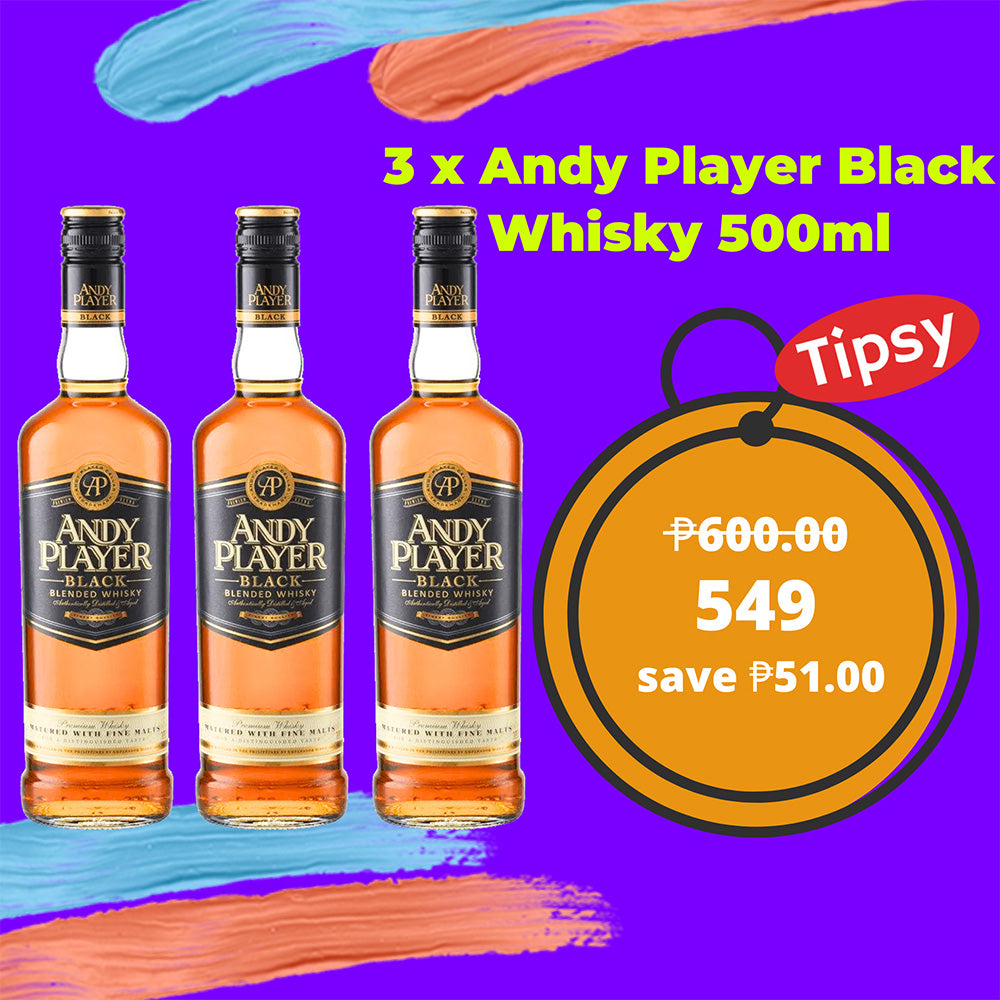 3 x Andy Player Black Whisky 500ml