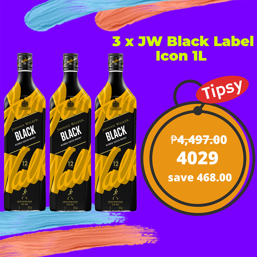 3 x Johnnie Walker Black Label Icon 1L