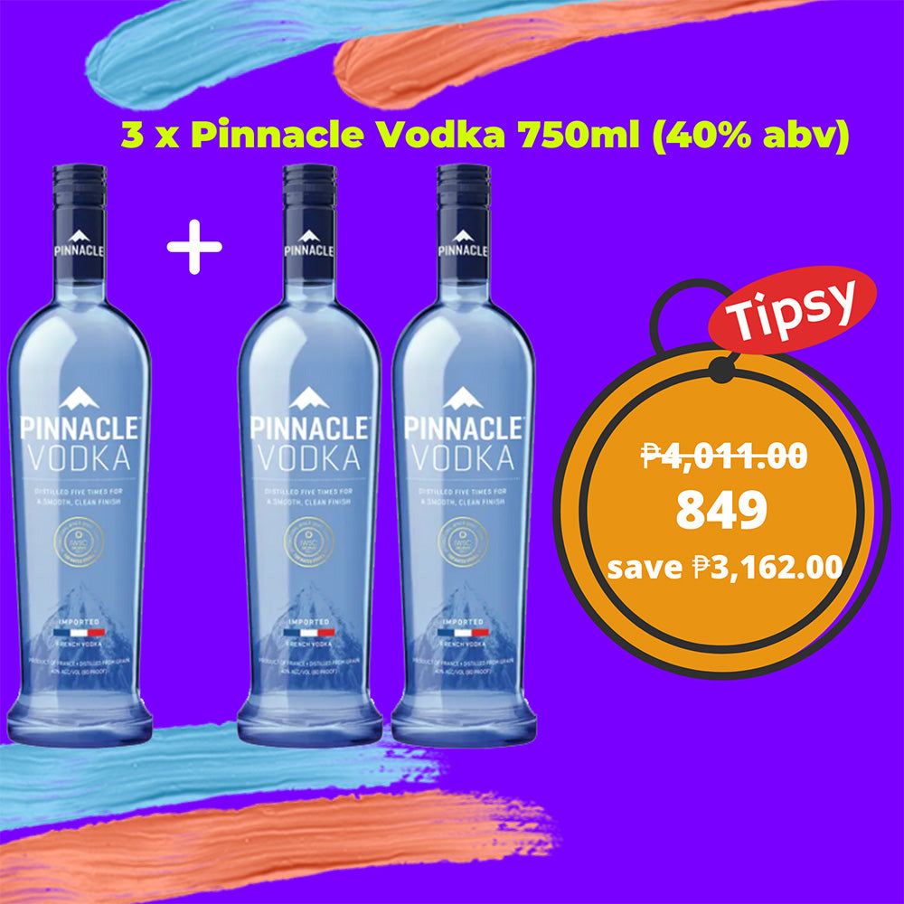 3 x Pinnacle Vodka 750ml (40% abv)