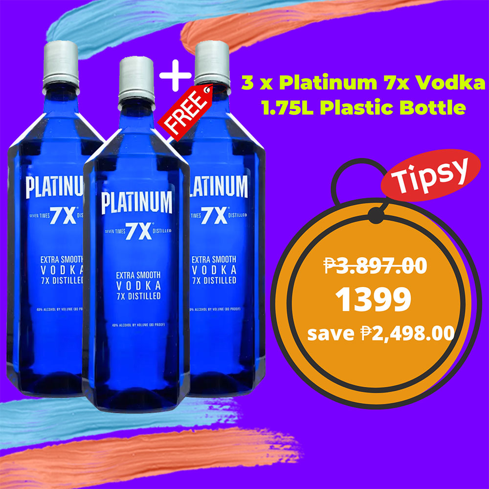 3 x Platinum 7x Vodka 1.75L Plastic Bottle