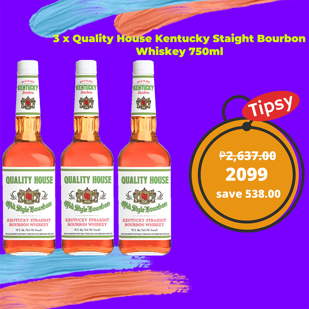 3 x Quality House Kentucky Straight Bourbon Whiskey 750ml