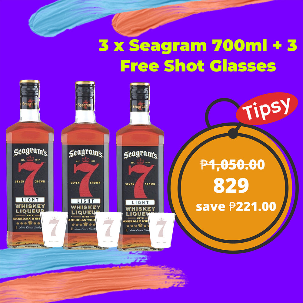 3 x Seagram 700ml + 3 Free Shot Glasses