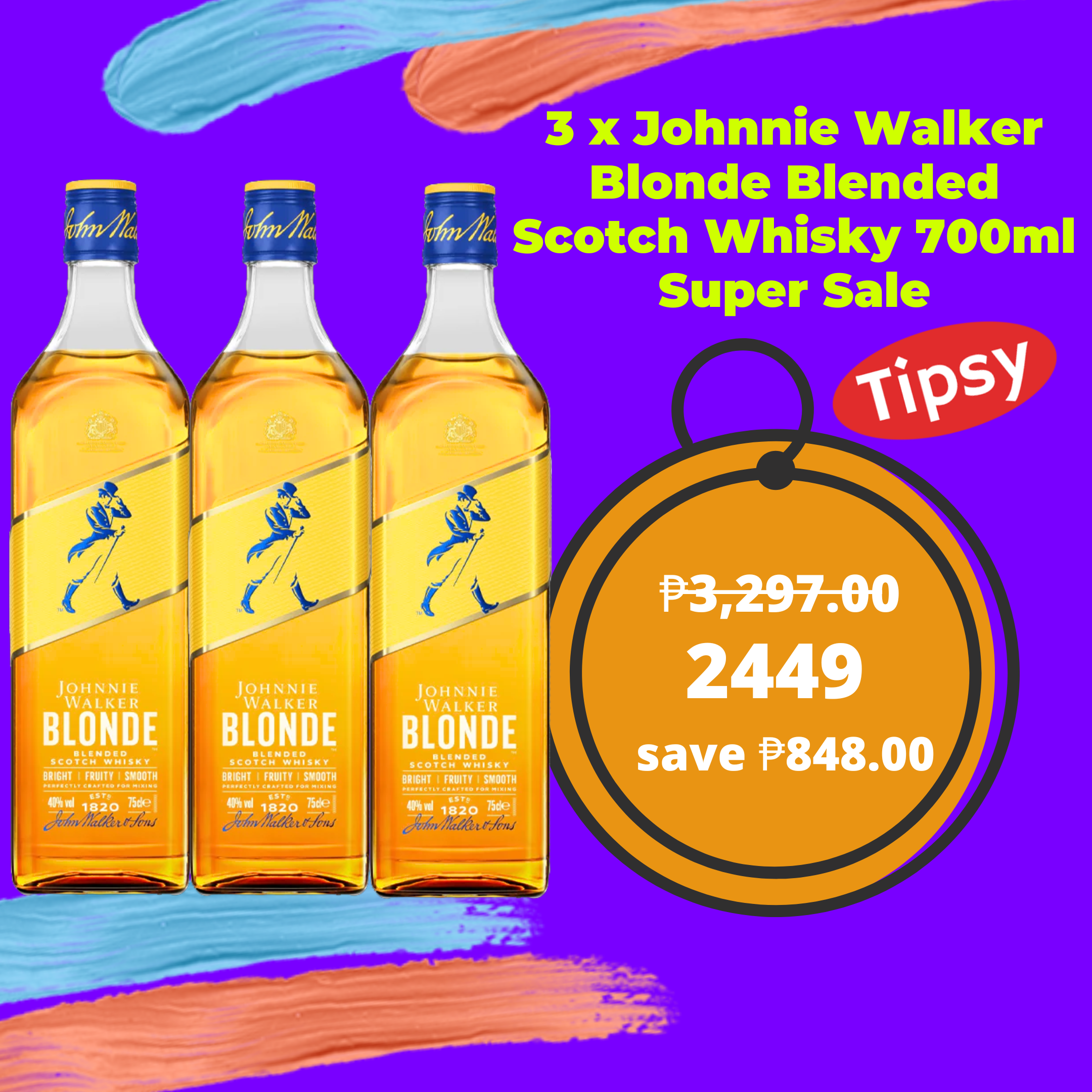 3 x Johnnie Walker Blonde Blended Scotch Whisky 700ml Super Sale