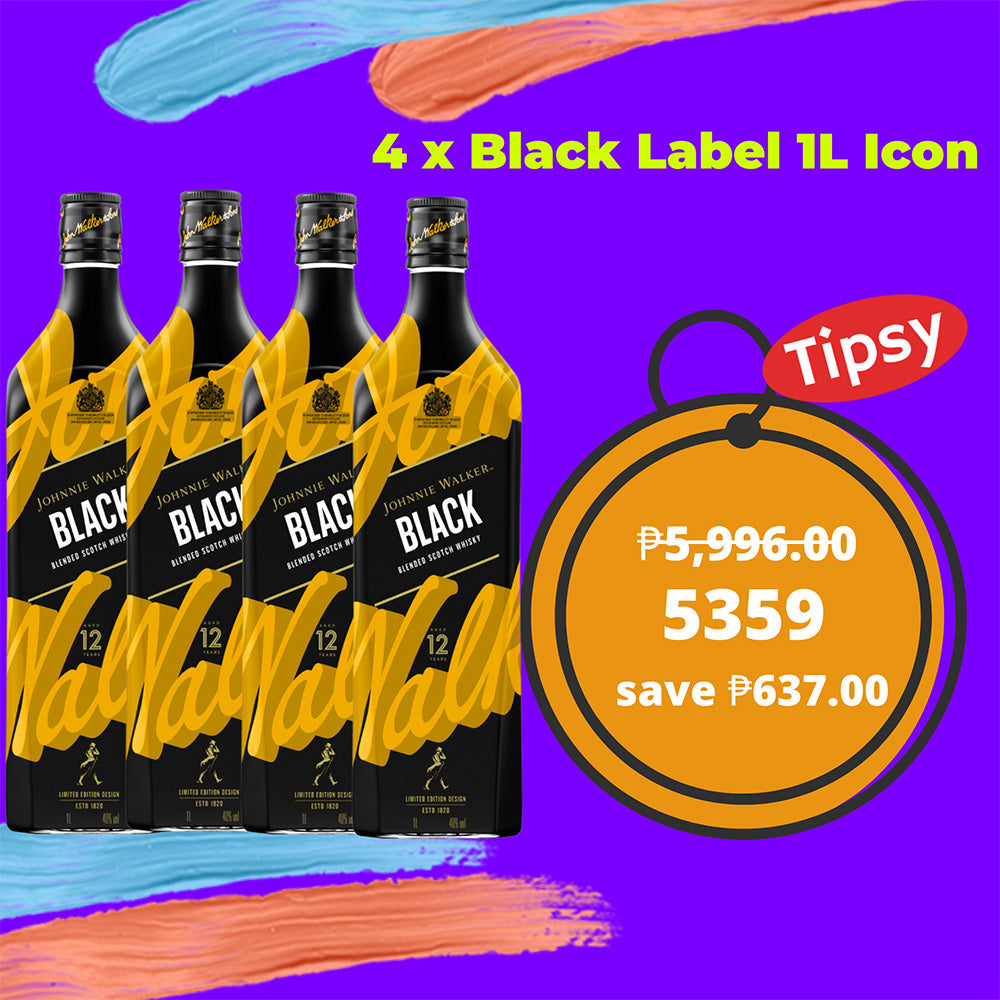 4 x Johnnie Walker Black Label 1L Icon