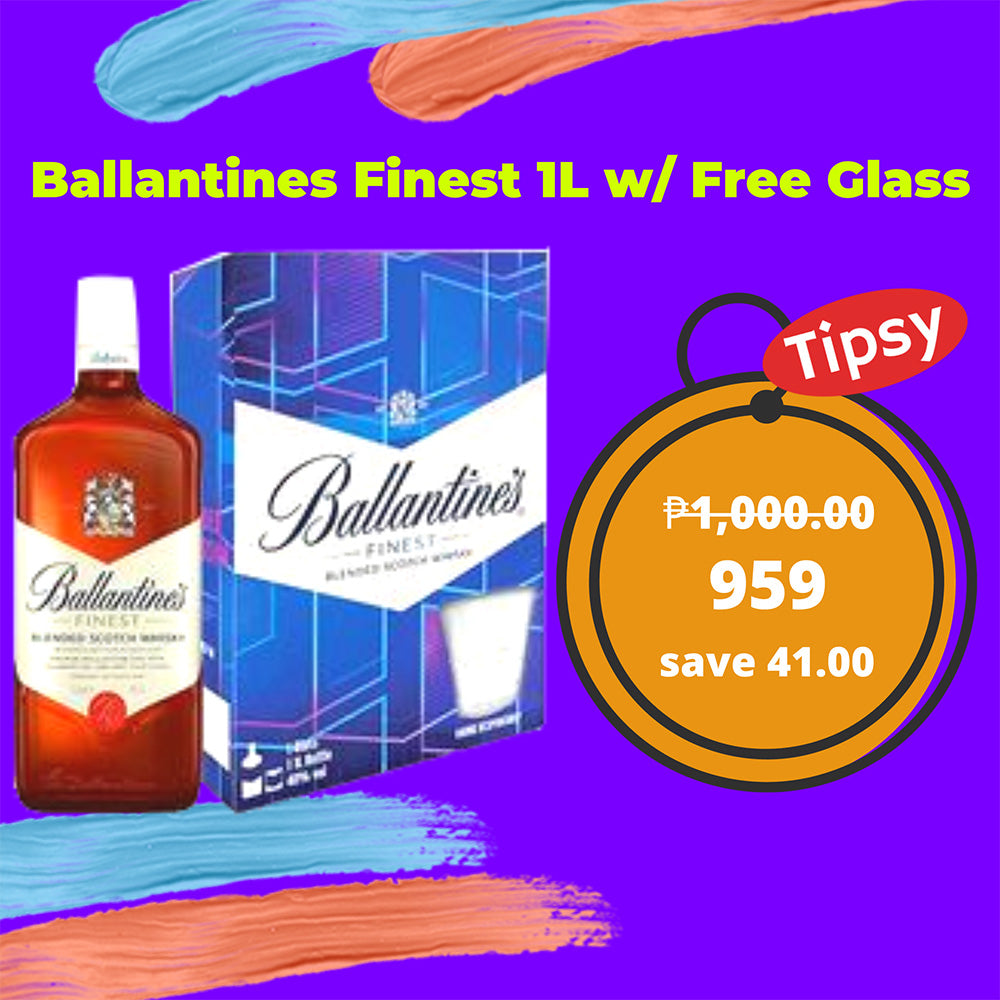 Ballantines Finest 1L w Free Glass