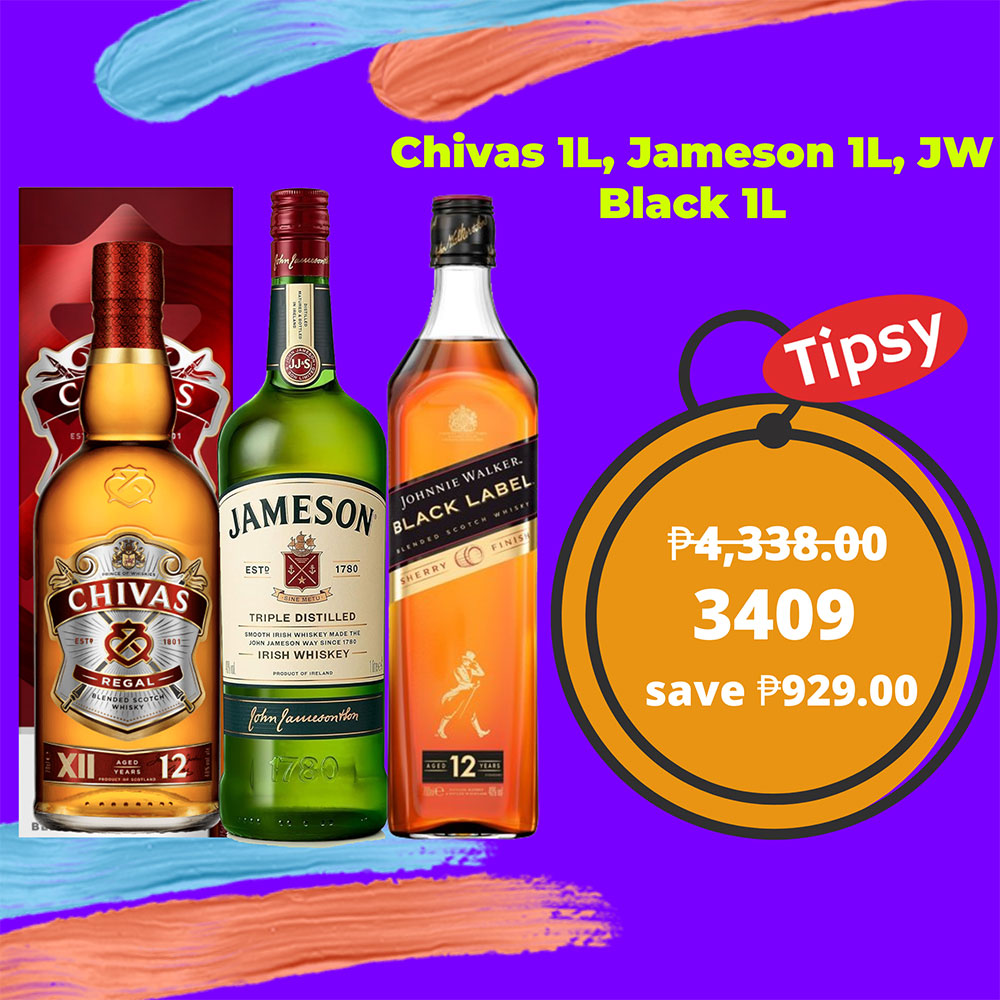 Chivas Regal 1L, Jameson 1L, Johnnie Walker Black Label 1L