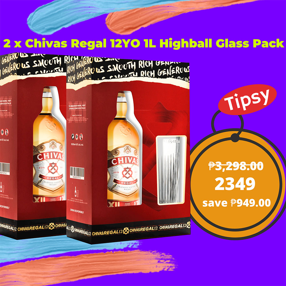 2 x Chivas Regal 12 Year Old 1L Highball Glass Pack