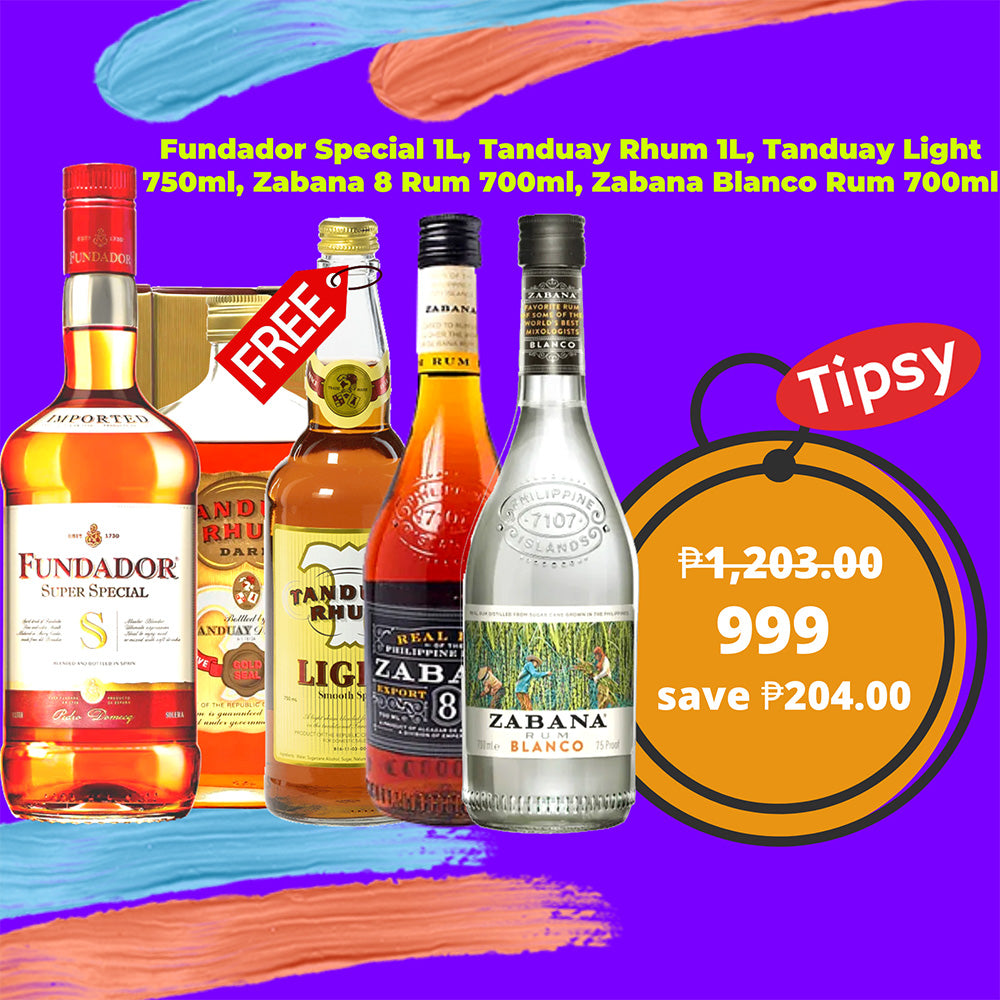 Fundador Special 1L, Tanduay Rhum 1L, Tanduay Light 750ml, Zabana 8 Rum 700ml, Zabana Blanco Rum 700ml