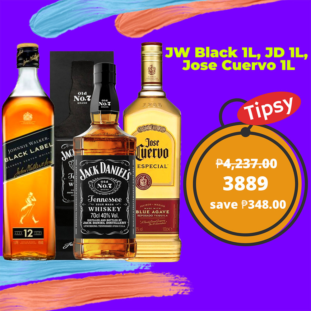 Johnnie Walker Black 1L, Jack Daniel's 1L,  Jose Cuervo 1L (no stopper)