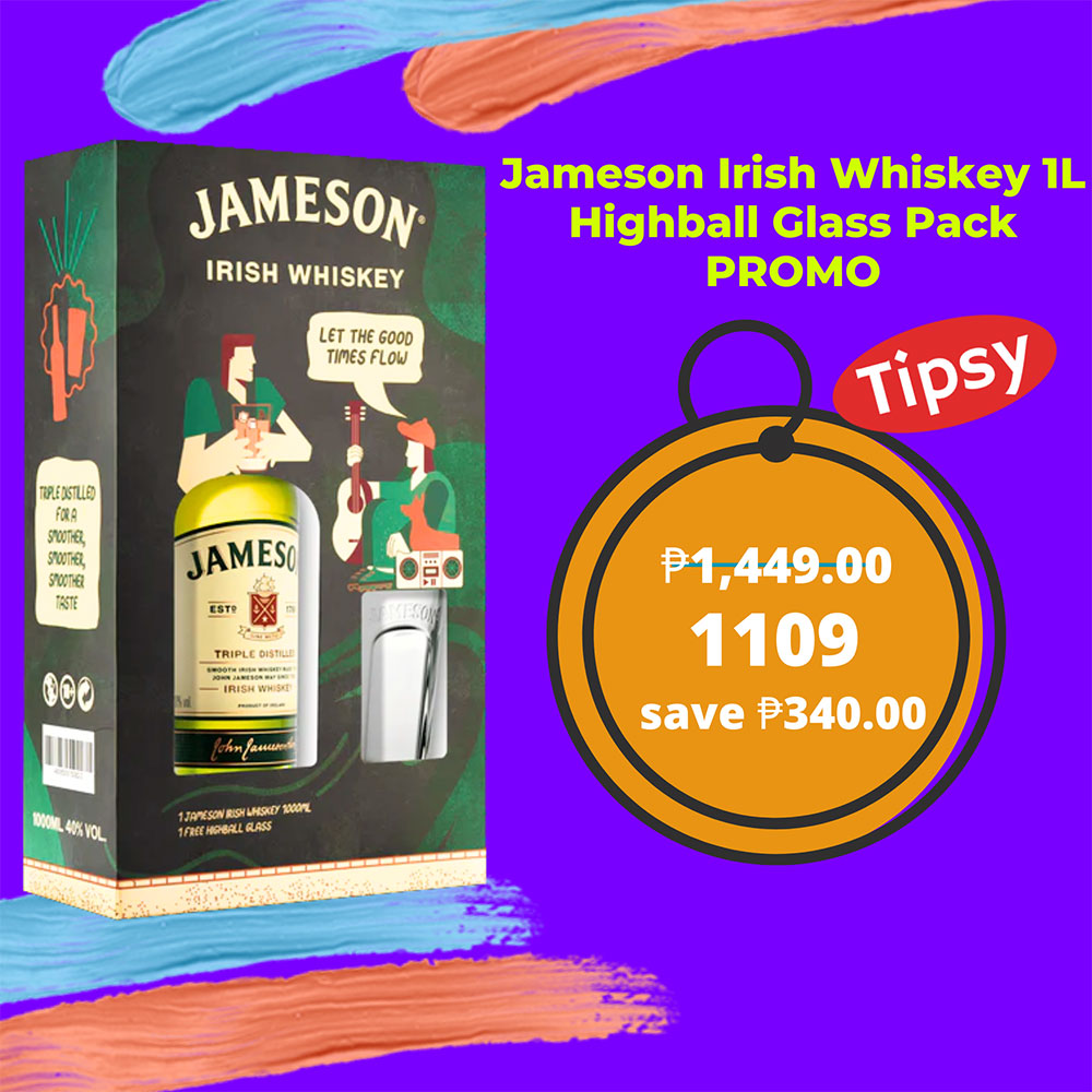 Jameson Irish Whiskey 1L Highball Glass Pack PROMO