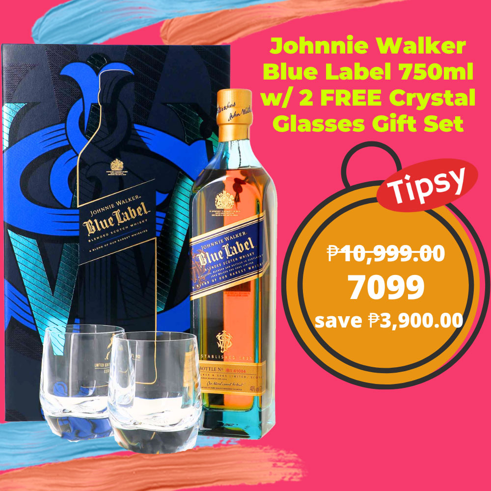 Johnnie Walker Blue Label 750ml w/ 2 FREE Crystal Glasses Gift Set