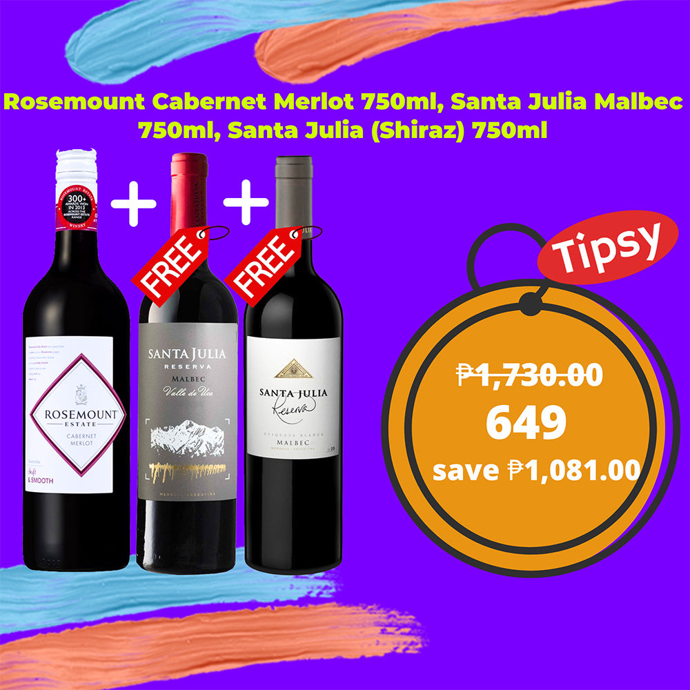 Rosemount Cabernet Merlot 750ml, Santa Julia Malbec 750ml, Santa Julia (Shiraz) 750ml