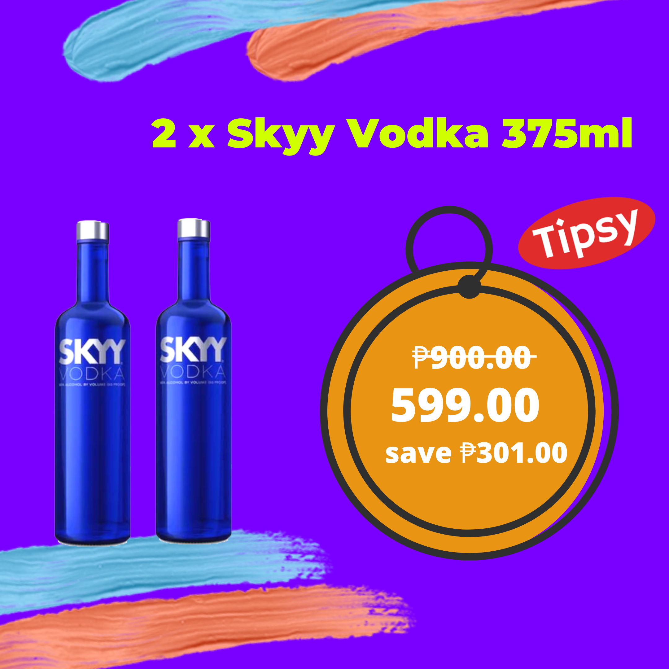 2 x Skyy Vodka 375ml