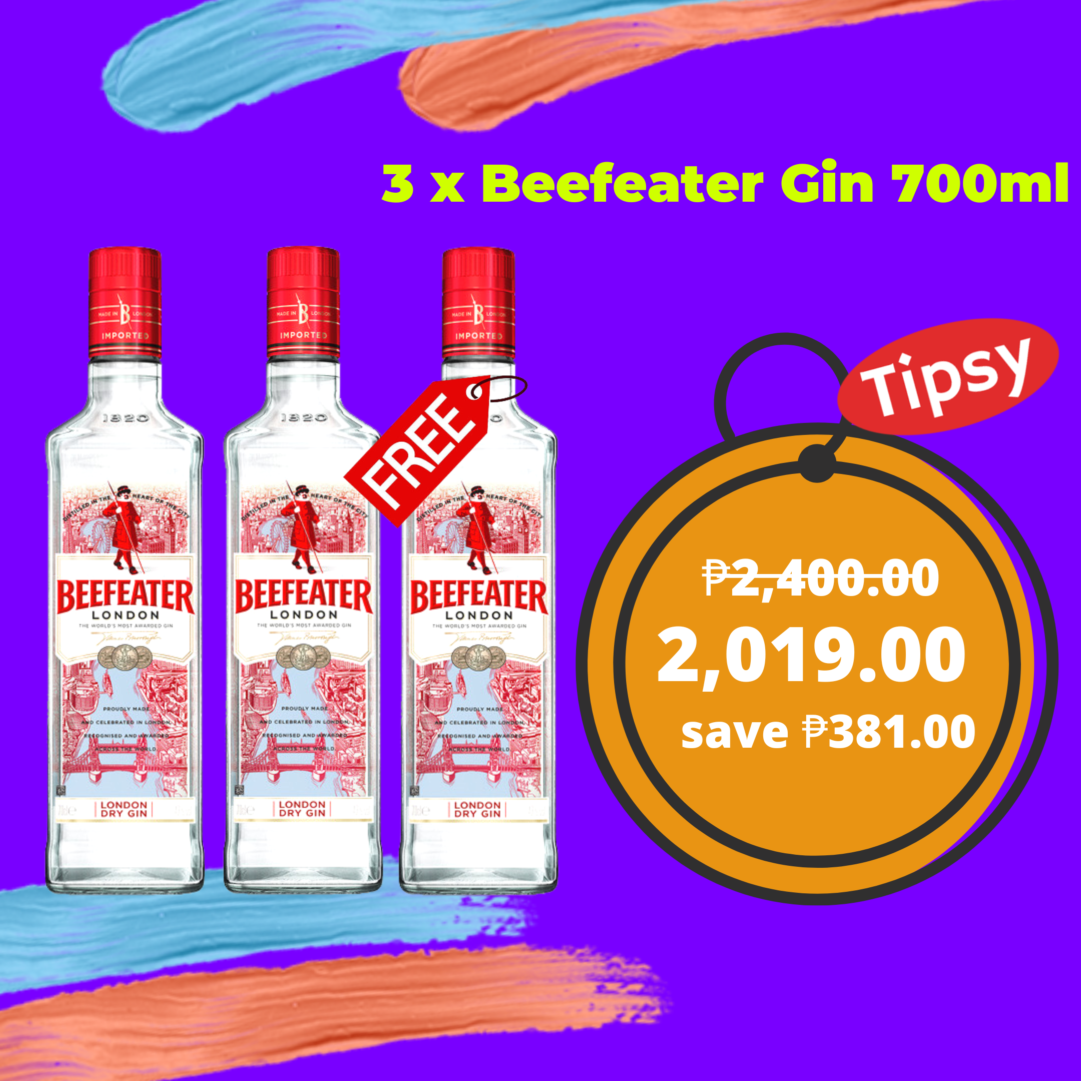 3 x Beefeater Gin 700ml