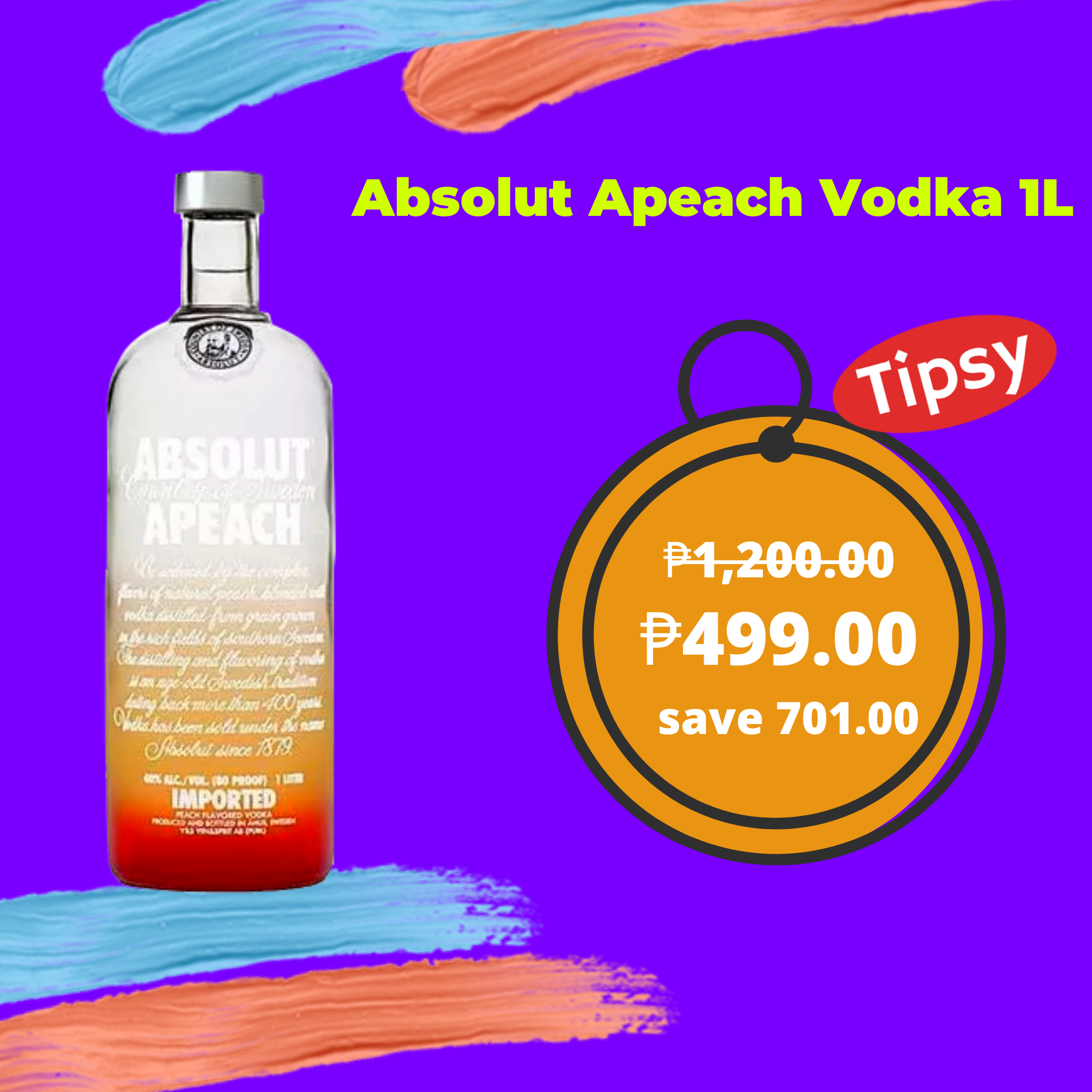 Absolut Apeach Vodka 1L