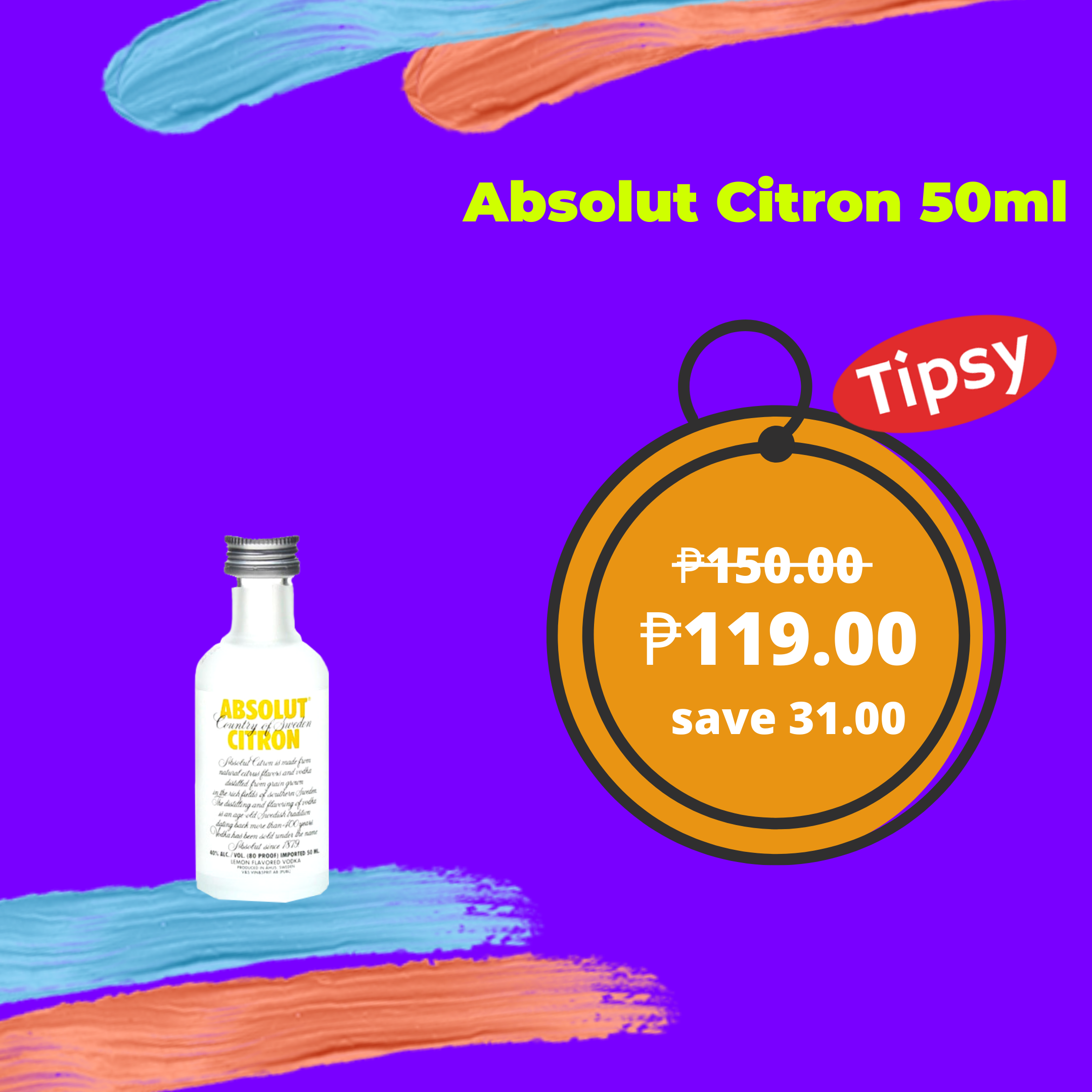 Absolut Citron Vodka 50ml